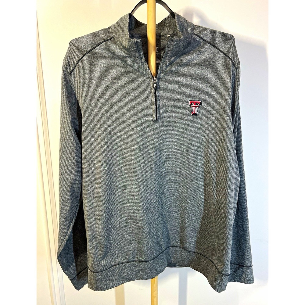 Cutter & Buck Texas Tech Red Raiders 1/4 Zip Pullover Mens L Gray NCAA DryTec